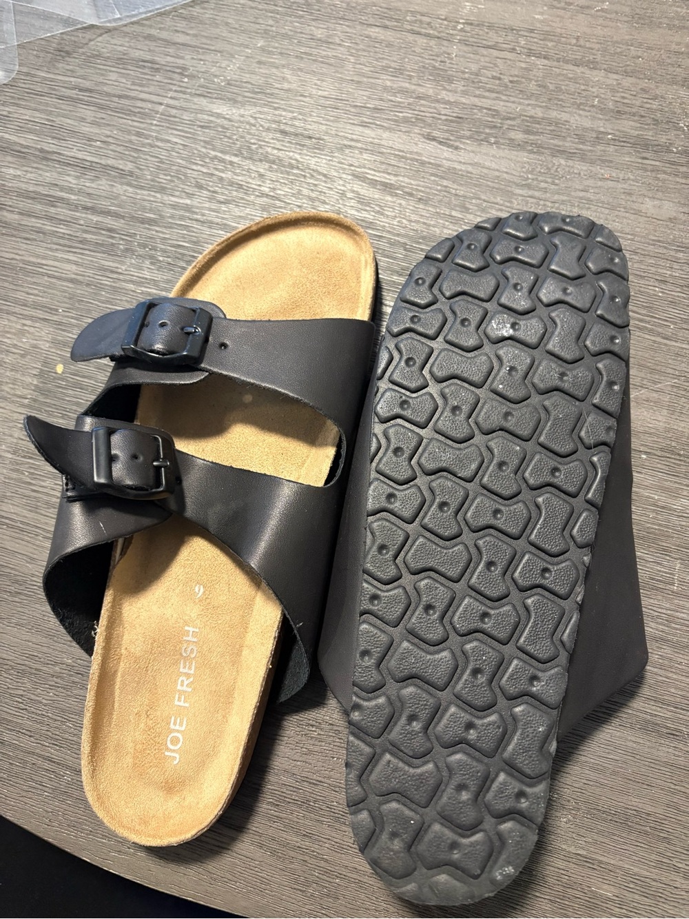 Joe Fresh Black Dual Buckle Comfort Slide Sandals